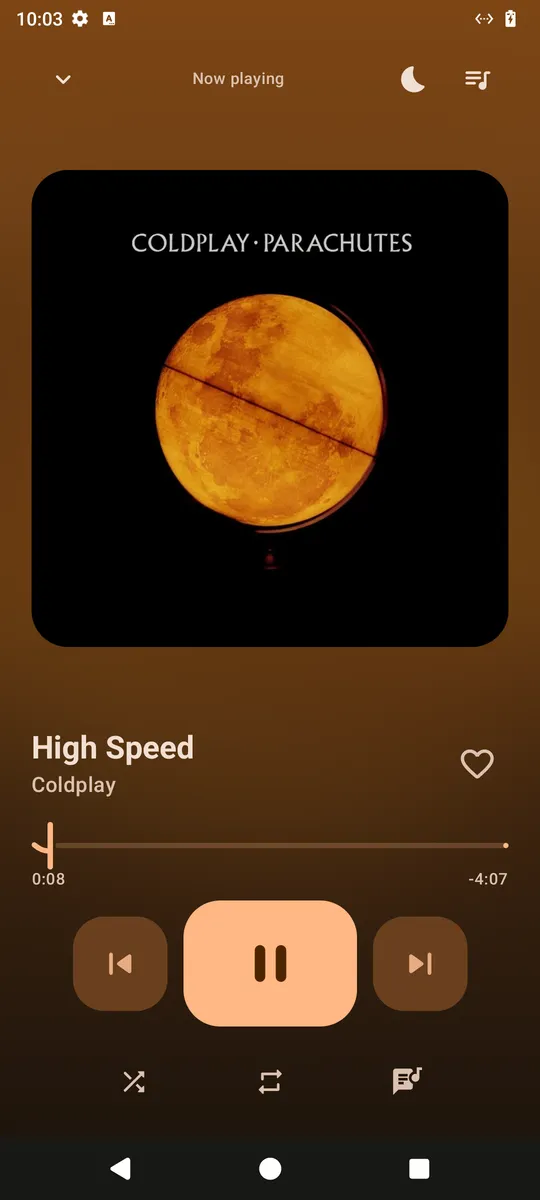 Pufferfish: the player takes its colours from the album art